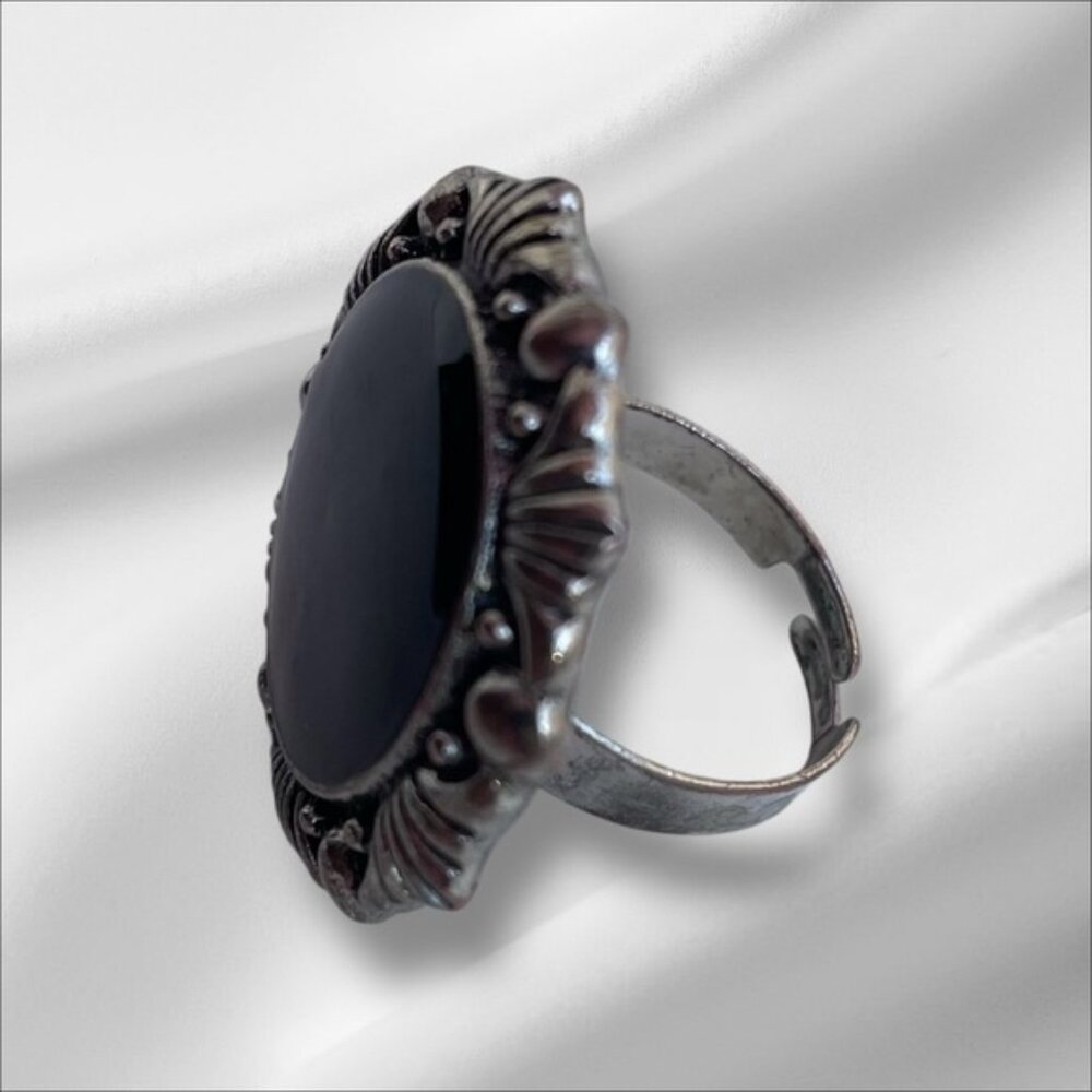 Gothic Boho Retro Black Statement Ring - image 3